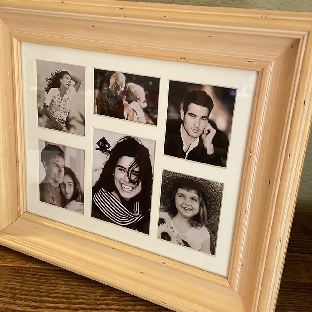 NWT Fetco International rustic wood collage frame w/mat for 6 photos